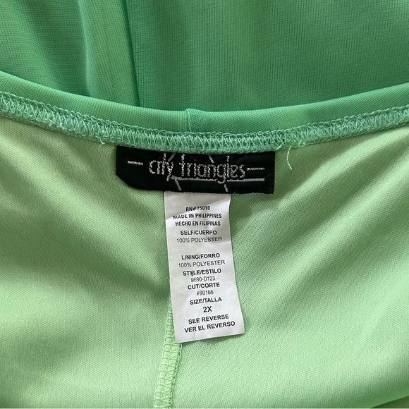 90s y2k green fairy mermaid dress 2X beaded ruffle mesh asymmetric prom formal - Picture 8 of 11